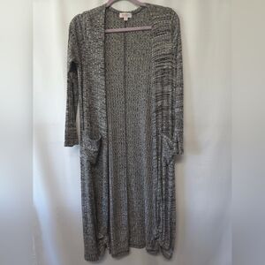 Gray Patterned Long Cardigan